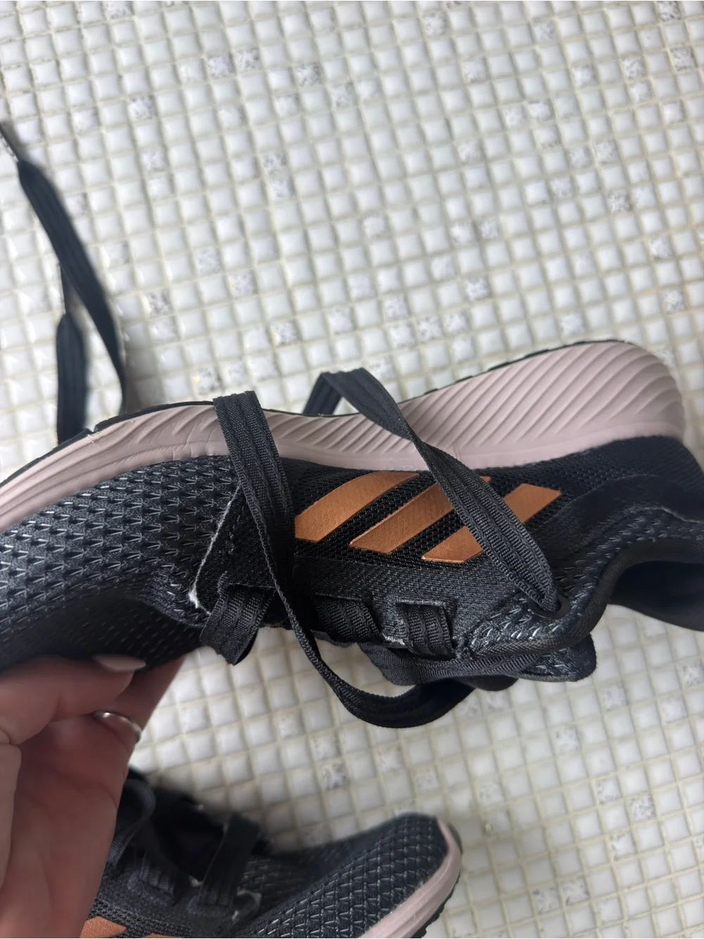 adidas Black and Rose Gold Women’s Athletic Running Shoes